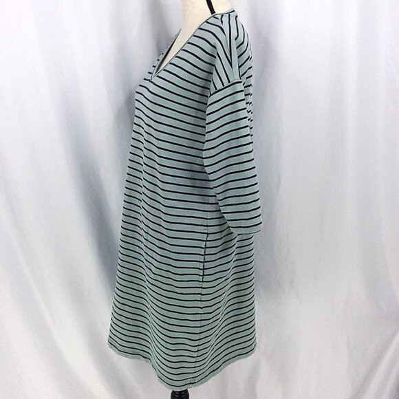 J Jill Pima Cotton Pullover Dress Womens Size Small Seafoam Striped Pockets - Picture 4 of 11